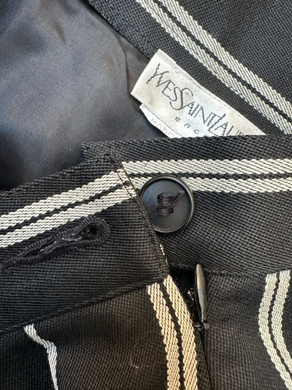 Vintage Yves Saint Laurent 80’s Chic Stripe Timeless Classic Pencil Skirt Size 6 - Picture 8 of 11